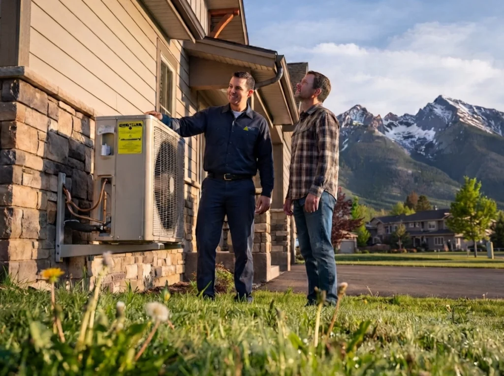 Bozeman homeowner comparing standard and high-efficiency HVAC systems