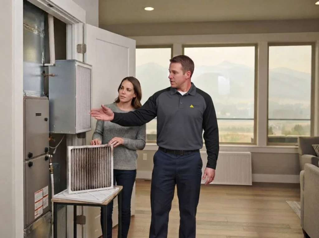 Helena homeowner reviewing whole-house filtration during wildfire smoke